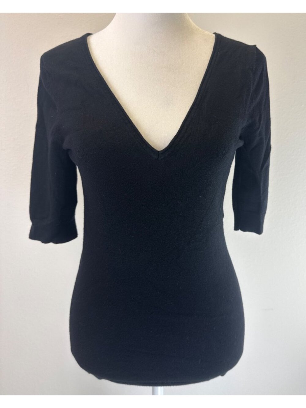 Express Black Mid Length Sleeves V-Neck  Zipper in back Sweater Small Goth Gypsy